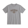 Ravnar Northstar grey heavyweight cotton t-shirt with a brown compass logo graphic on the chest