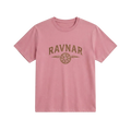 Ravnar Northstar pink heavyweight cotton t-shirt with a vintage-style brown compass graphic on the chest.