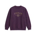 Ravnar NorthStar heavyweight cotton crewneck sweatshirt in deep purple with a compass logo graphic on the chest.