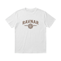 Ravnar Northstar white heavyweight cotton t-shirt with brown compass logo graphic on the chest