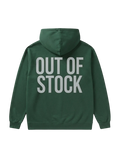Ravnar Out of Stock hoodie in dark green heavyweight fabric with large grey back print