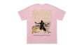 Ravnar The Cult pink heavyweight cotton t-shirt featuring a graphic print on the back with distressed lettering