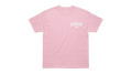 Ravnar The Cult T Shirt in light pink heavyweight cotton with a white chest logo print