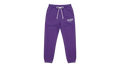 Ravnar purple heavyweight sweatpants with a white drawstring and logo on a grey background