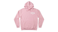 Ravnar Signature hoodie in soft pink heavyweight cotton with a white chest logo and drawstring hood