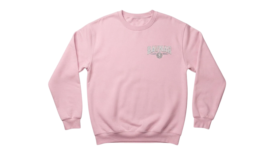 Ravnar Signature sweatshirt in light pink heavyweight cotton with a small chest logo print