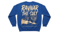 Ravnar The Cult blue heavyweight cotton sweatshirt featuring a large graphic print on the back