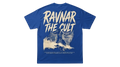 Ravnar The Cult blue heavyweight cotton t-shirt featuring a graphic print on the back