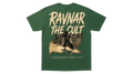 Ravnar The Cult green heavyweight cotton t-shirt featuring a graphic print on the back