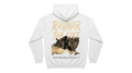 Ravnar The Cult white heavyweight cotton hoodie featuring a large graphic print on the back