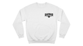 Ravnar white heavyweight cotton sweatshirt featuring a black logo on the chest with a structured fit