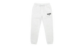 Ravnar white heavyweight sweatpants with a drawstring waist and black logo detail on the left hip.