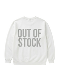 Ravnar white heavyweight sweatshirt featuring Out Of Stock text on the back in a structured streetwear style