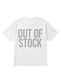 Ravnar white heavyweight cotton t-shirt with Out Of Stock text printed on the back