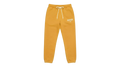 Ravnar heavyweight yellow sweatpants with a drawstring waist and white logo embroidery on a grey background